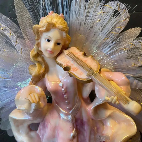 Vintage Ray Chia Collection Pink Angel Play Violin Statue 15.5” Tall Home Decor - Picture 7 of 12